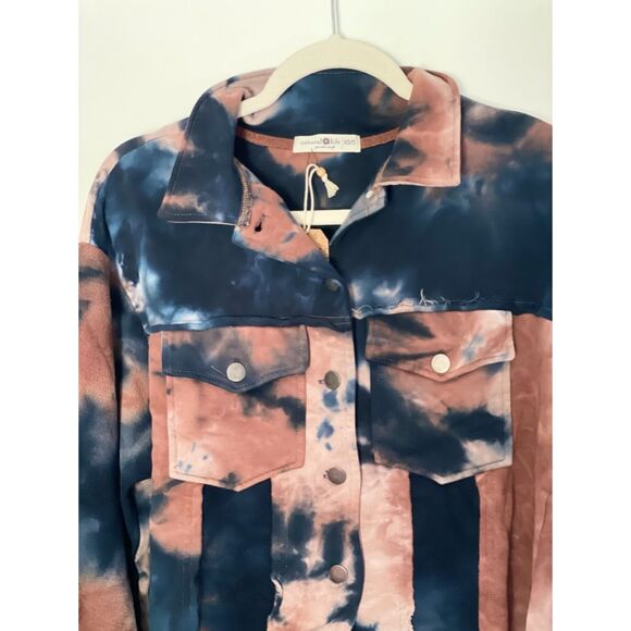Natural Life Boho Cropped Jacket Size XS-Small Tie Dye Raw Hem NEW with tag - Picture 3 of 16